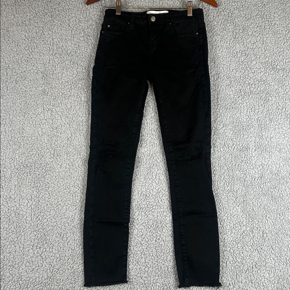 IRO Ajuste Distressed Skinny Cropped Jeans Black Women’s,Size 25 - Picture 12 of 16